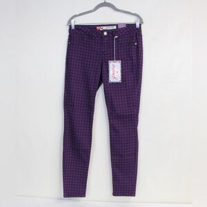 Grane Junior's Purple Black Houndstooth Juliet Stretch Denim Jeggings NWT